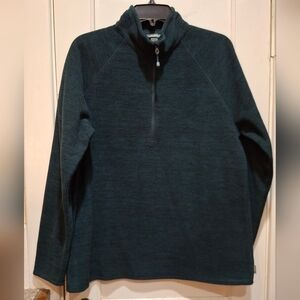 Eddie Bauer Womens Size Large Midweight Quarter Zip Fleece Pullover Evergreen
